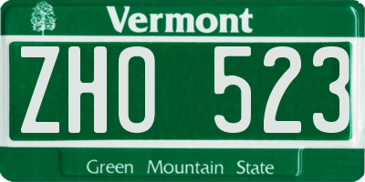 VT license plate ZHO523