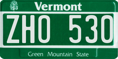 VT license plate ZHO530