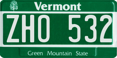 VT license plate ZHO532