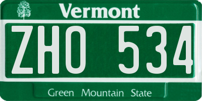 VT license plate ZHO534