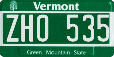 VT license plate ZHO535