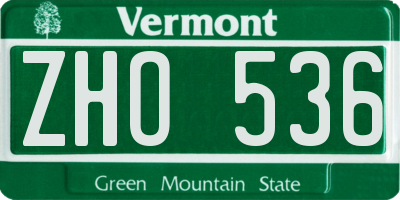 VT license plate ZHO536