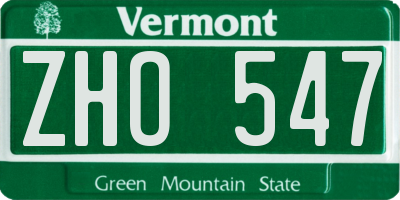 VT license plate ZHO547