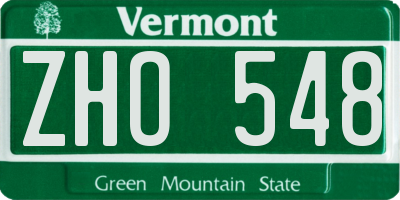 VT license plate ZHO548