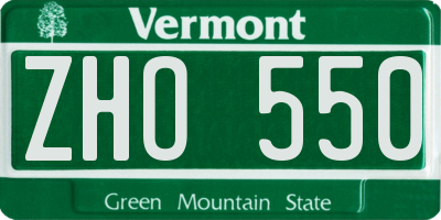 VT license plate ZHO550