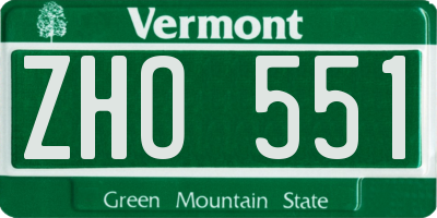 VT license plate ZHO551