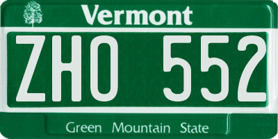 VT license plate ZHO552