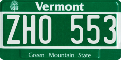 VT license plate ZHO553