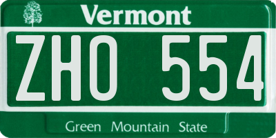 VT license plate ZHO554