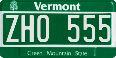 VT license plate ZHO555