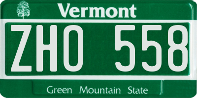 VT license plate ZHO558