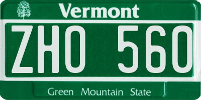 VT license plate ZHO560
