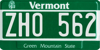 VT license plate ZHO562
