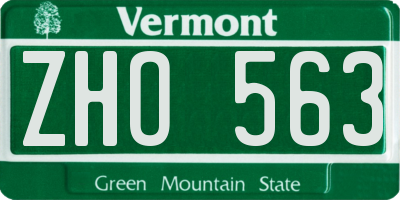 VT license plate ZHO563