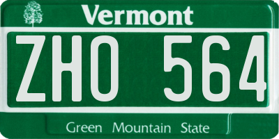 VT license plate ZHO564