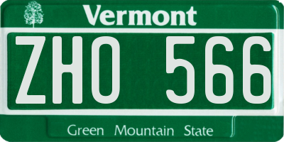 VT license plate ZHO566