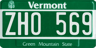 VT license plate ZHO569