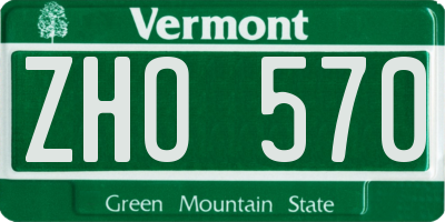 VT license plate ZHO570