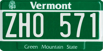 VT license plate ZHO571