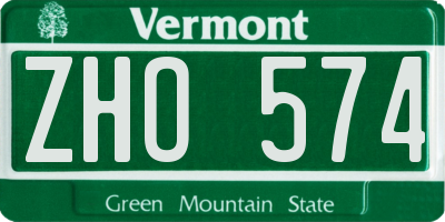 VT license plate ZHO574