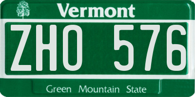 VT license plate ZHO576