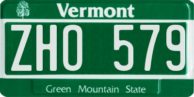 VT license plate ZHO579