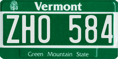 VT license plate ZHO584