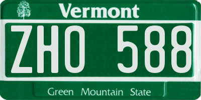 VT license plate ZHO588