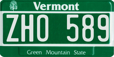 VT license plate ZHO589