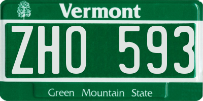 VT license plate ZHO593