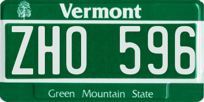 VT license plate ZHO596