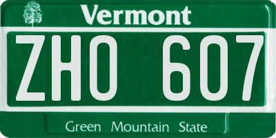 VT license plate ZHO607