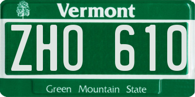 VT license plate ZHO610