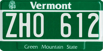 VT license plate ZHO612