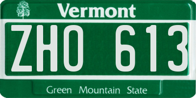 VT license plate ZHO613