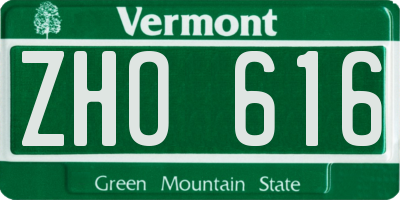 VT license plate ZHO616