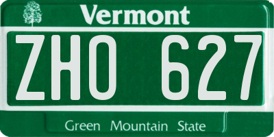 VT license plate ZHO627