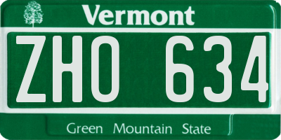 VT license plate ZHO634