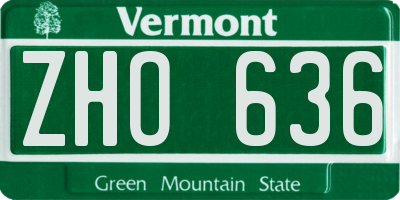 VT license plate ZHO636