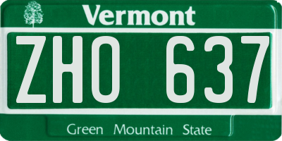 VT license plate ZHO637