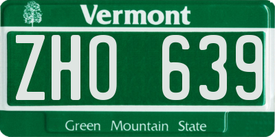 VT license plate ZHO639
