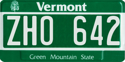 VT license plate ZHO642