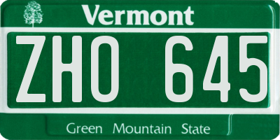 VT license plate ZHO645
