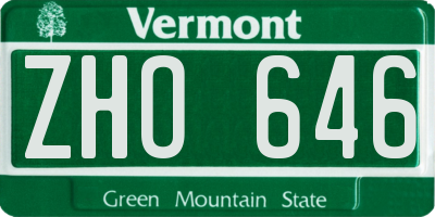 VT license plate ZHO646