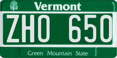 VT license plate ZHO650