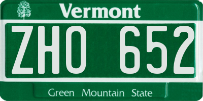 VT license plate ZHO652