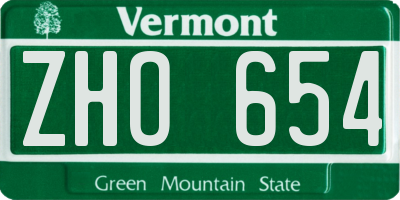 VT license plate ZHO654