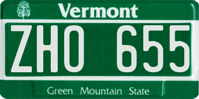 VT license plate ZHO655