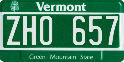 VT license plate ZHO657