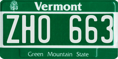 VT license plate ZHO663